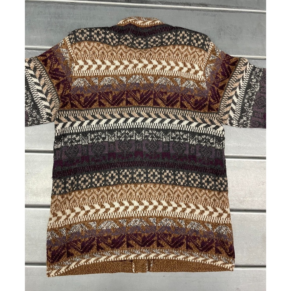 Leo Peressi Alpaca Cardigan Sweater Womens Medium‎ Brown Fair Isle Knit Button - Picture 9 of 9